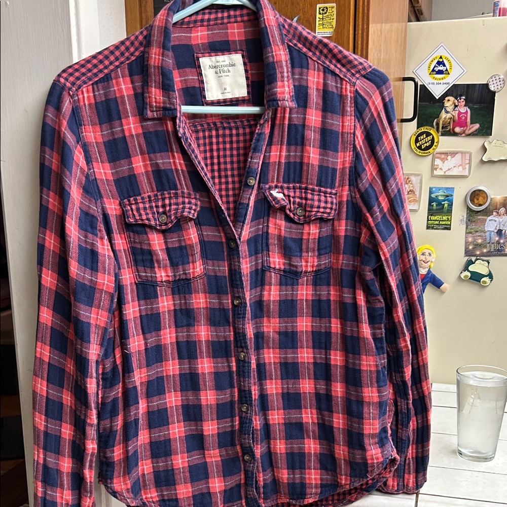 Abercrombie & Fitch Navy and Red Checkered Shirt